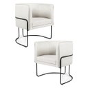 Ver imagem 1 de Kit 2 Poltronas Decorativas Pés Metal Betina A-48 Linho Flocos - Domi