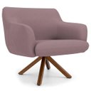 Ver imagem 1 de Poltrona Decorativa Sala de Estar Giratória Base Giromad Madeira Jade B-305 Veludo Rosê - Domi