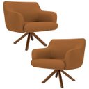 Ver imagem 1 de Kit 2 Poltronas Decorativas Giratórias Base Giromad Madeira Jade B-262 Veludo Telha - Domi