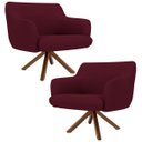 Ver imagem 1 de Kit 2 Poltronas Decorativas Giratórias Base Giromad Madeira Jade B-278 Veludo Marsala - Domi