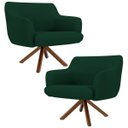 Ver imagem 1 de Kit 2 Poltronas Decorativas Giratórias Base Giromad Madeira Jade B-303 Veludo Verde Musgo - Domi