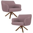 Ver imagem 1 de Kit 2 Poltronas Decorativas Giratórias Base Giromad Madeira Jade B-305 Veludo Rosê - Domi