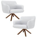 Ver imagem 1 de Kit 2 Poltronas Decorativas Giratórias Base Giromad Madeira Jade C-12 Corano Branco - Domi