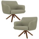 Ver imagem 1 de Kit 2 Poltronas Decorativas Giratórias Base Giromad Madeira Jade C-19 Corano Bege - Domi