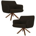 Ver imagem 1 de Kit 2 Poltronas Decorativas Giratórias Base Giromad Madeira Jade C-34 Corano Marrom - Domi
