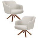 Ver imagem 1 de Kit 2 Poltronas Decorativas Giratórias Base Giromad Madeira Jade C-107 Linho Bege - Domi