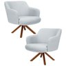 Kit 2 Poltronas Decorativas Giratórias Base Giromad Madeira Jade C-315 Linho Cinza - Domi - 1