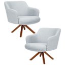 Ver imagem 1 de Kit 2 Poltronas Decorativas Giratórias Base Giromad Madeira Jade C-315 Linho Cinza - Domi
