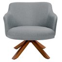 Ver imagem 2 de Kit 2 Poltronas Decorativas Giratórias Base Giromad Madeira Jade C-416 Linho Cinza Escuro - Domi