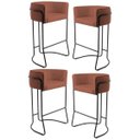 Ver imagem 1 de Kit 4 Banquetas Decorativas Base Aço Preto Betina B-235 Linho Laranja - Domi