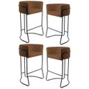 Ver imagem 1 de Kit 4 Banquetas Decorativas Base Aço Preto Betina B-262 Veludo Telha - Domi