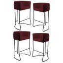 Ver imagem 1 de Kit 4 Banquetas Decorativas Base Aço Preto Betina B-278 Veludo Marsala - Domi