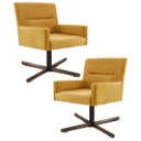 Ver imagem 1 de Kit 2 Poltronas Decorativas Giratórias Base Xis Madeira Angel B-279 Veludo Amarelo - Domi