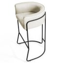 Ver imagem 3 de Kit 3 Banquetas Decorativas Base Aço Preto Betina C-107 Linho Bege - Domi