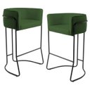 Ver imagem 1 de Kit 2 Banquetas Decorativas Base Aço Preto Betina B-89 Corano Verde - Domi