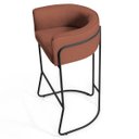 Ver imagem 3 de Kit 2 Banquetas Decorativas Base Aço Preto Betina B-235 Linho Laranja - Domi