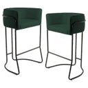 Ver imagem 1 de Kit 2 Banquetas Decorativas Base Aço Preto Betina B-303 Veludo Verde - Domi