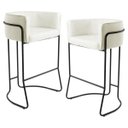 Ver imagem 1 de Kit 2 Banquetas Decorativas Base Aço Preto Betina B-309 Veludo Bege Fosco - Domi