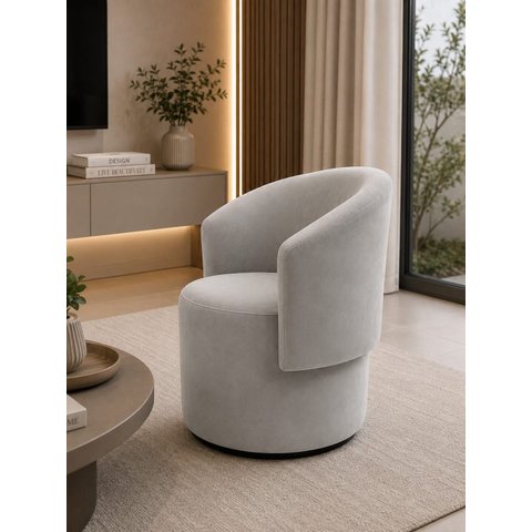 Poltrona Orgânica Veludo Luxuoso Design Sala Recepção Confortável e Elegante Cinza Claro