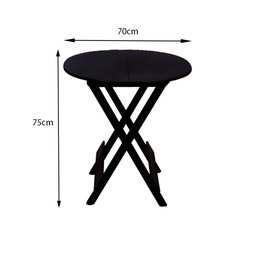 Kit 10 Mesas Redondas Dobráveis em Madeira Maciça 70x70 Preto Ideal para Bares e Restaurantes - 2