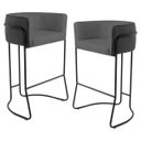 Ver imagem 1 de Kit 2 Banquetas Decorativas Base Aço Preto Betina C-03 Corano Cinza - Domi