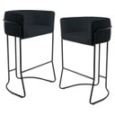 Ver imagem 1 de Kit 2 Banquetas Decorativas Base Aço Preto Betina C-05 Corano Black - Domi