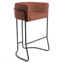 Ver imagem 1 de Banqueta Decorativa Base Aço Preto Betina B-235 Linho Laranja - Domi