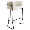 Ver imagem 1 de Banqueta Decorativa Base Aço Preto Betina C-107 Linho Bege Fosco - Domi