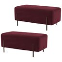 Ver imagem 1 de Kit 2 Puffs Decorativos 90cm Base Aço Status B-278 Veludo Marsala