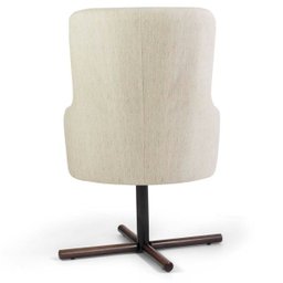 Kit 2 Poltronas Decorativas Giratórias Base Xis Madeira Valentina B-443 Linho Flocos - Domi - 3