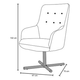Kit 2 Poltronas Decorativas Giratórias Base Xis Madeira Valentina B-443 Linho Flocos - Domi - 4