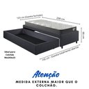 Ver imagem 5 de Base Box Cama Solteirão Sapateira Linho Cinza e Colchão Adapto Ecoflex 96x203