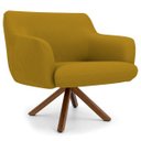 Ver imagem 1 de Poltrona Decorativa Sala de Estar Giratória Base Giromad Madeira Jade B-279 Veludo Mostarda - Domi