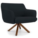 Ver imagem 1 de Poltrona Decorativa Sala de Estar Giratória Base Giromad Madeira Jade B-300 Veludo Preto - Domi