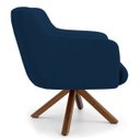 Ver imagem 3 de Poltrona Decorativa Sala de Estar Giratória Base Giromad Madeira Jade B-304 Veludo Azul Marinho -