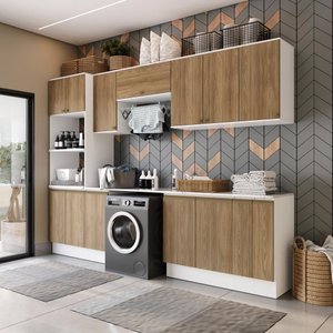 Lavanderia Modulada Kappesberg Celeste 9 Peças Branco/nogueira 310,5cm