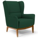 Ver imagem 1 de Poltrona Decorativa Sala de Estar Base Manu Madeira Milena B-303 Veludo Verde Musgo - Domi