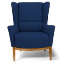 Ver imagem 3 de Poltrona Decorativa Sala de Estar Base Manu Madeira Milena B-304 Veludo Azul Marinho - Domi