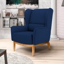 Ver imagem 2 de Poltrona Decorativa Sala de Estar Base Manu Madeira Milena B-304 Veludo Azul Marinho - Domi