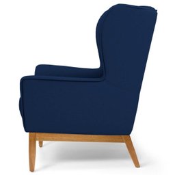 Poltrona Decorativa Sala de Estar Base Manu Madeira Milena B-304 Veludo Azul Marinho - Domi - 5