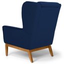 Ver imagem 6 de Poltrona Decorativa Sala de Estar Base Manu Madeira Milena B-304 Veludo Azul Marinho - Domi