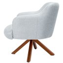 Ver imagem 3 de Poltrona Decorativa Sala de Estar Giratória Base Giromad Madeira Jade C-315 Linho Cinza - Domi