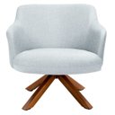 Ver imagem 2 de Poltrona Decorativa Sala de Estar Giratória Base Giromad Madeira Jade C-315 Linho Cinza - Domi