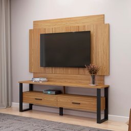 Rack com Painel para Tv Estilo Industrial 1,80m até 65" 100% Mdf F58 Pradel Móveis Dalla Costa Freij - 1