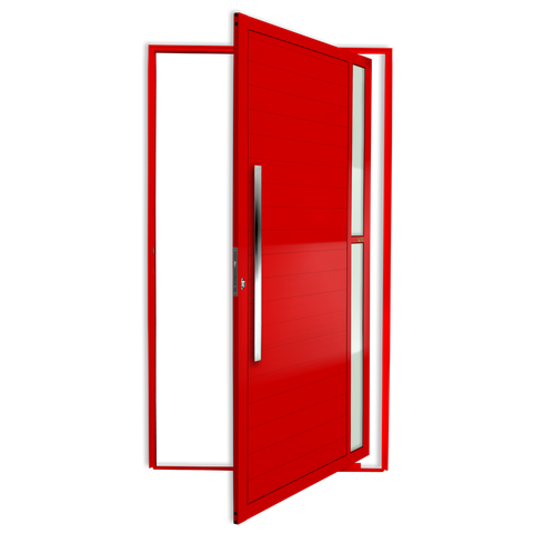 Porta Pivotante Alumínio Lambril Visione c/Puxador e.Vermelho 100 Brimak