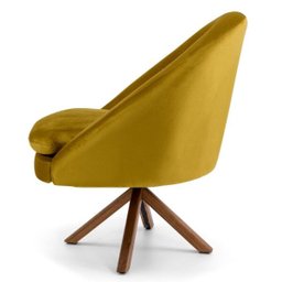 Poltrona Decorativa Sala de Estar Base Giromad Madeira Rafa B-279 Veludo Mostarda - Domi - 3