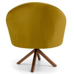 Poltrona Decorativa Sala de Estar Base Giromad Madeira Rafa B-279 Veludo Mostarda - Domi - 4