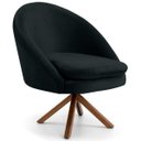 Ver imagem 1 de Poltrona Decorativa Sala de Estar Base Giromad Madeira Rafa B-300 Veludo Preto - Domi