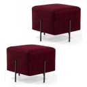 Ver imagem 1 de Kit 2 Puffs Decorativos 45cm Base Aço Status B-278 Veludo Marsala