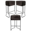 Ver imagem 1 de Kit 3 Banquetas Decorativas Base Aço Preto Betina C-34 Corano Marrom Escuro - Domi